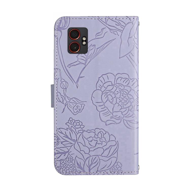 For Samsung Galaxy XCover7 Pro Skin Feel Butterfly Embossed Flip Leather Phone Case