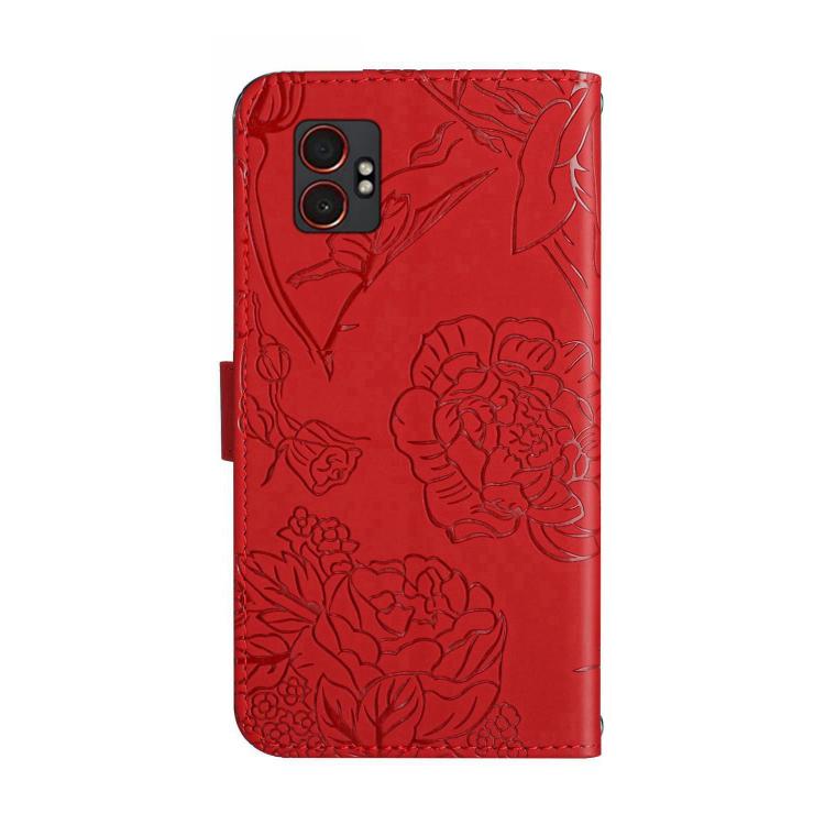 For Samsung Galaxy XCover7 Pro Skin Feel Butterfly Embossed Flip Leather Phone Case