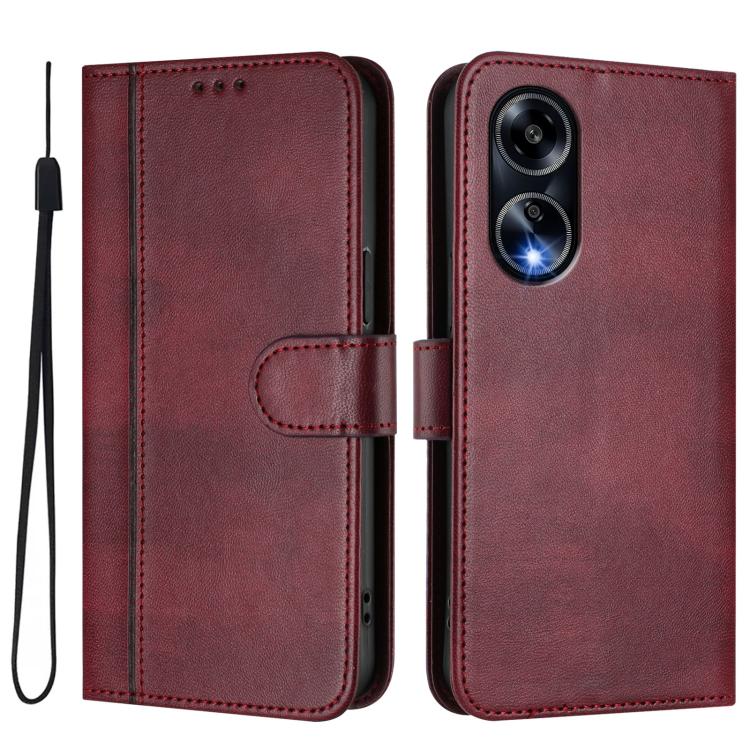 For OPPO A98 5G / F23 5G India Line Splicing Buckle Retro Leather Phone Case