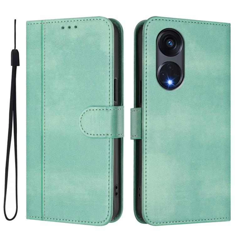 For OPPO A1 Pro 5G / Reno8 T 5G Global Line Splicing Buckle Retro Leather Phone Case