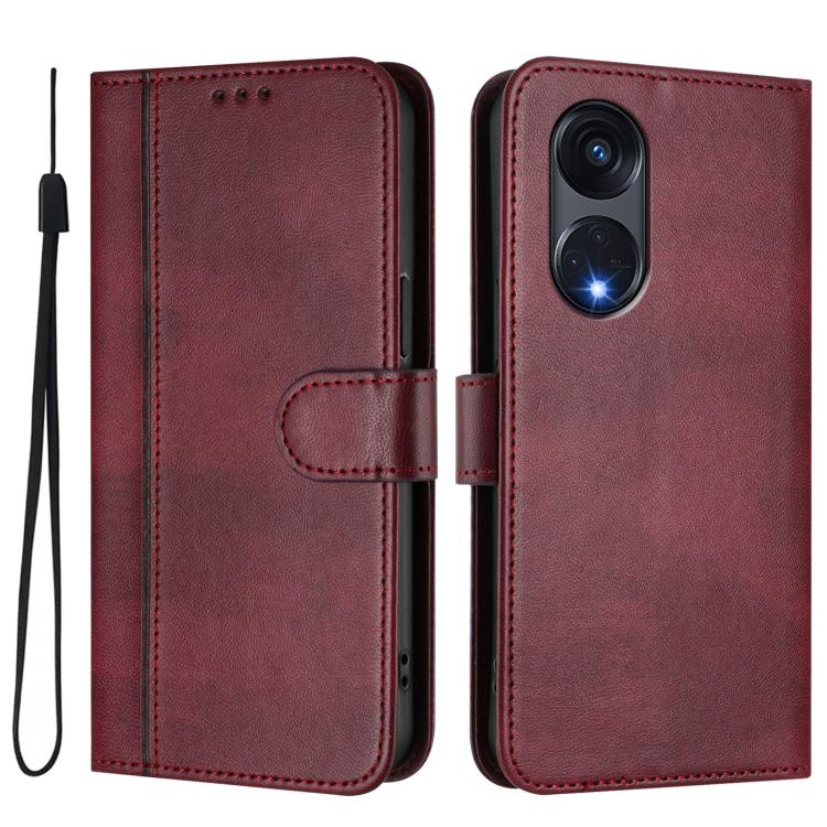 For OPPO A1 Pro 5G / Reno8 T 5G Global Line Splicing Buckle Retro Leather Phone Case
