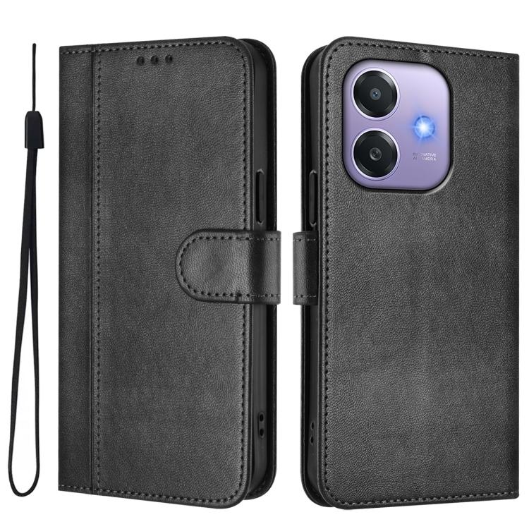 For OPPO A3x 5G / 4G India / A3 4G / 5G Line Splicing Buckle Retro Leather Phone Case