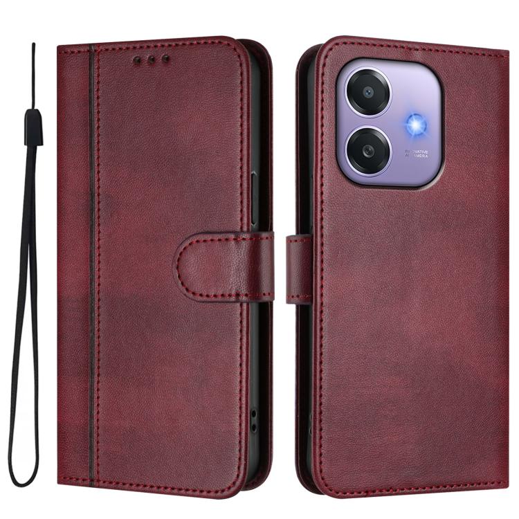 For OPPO A3x 5G / 4G India / A3 4G / 5G Line Splicing Buckle Retro Leather Phone Case
