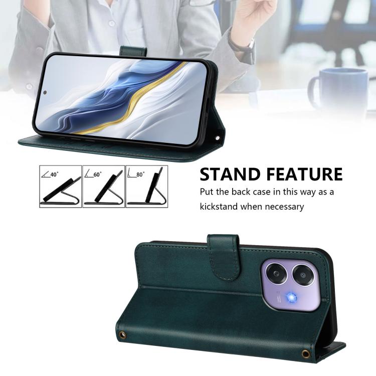 For OPPO A3x 5G / 4G India / A3 4G / 5G Line Splicing Buckle Retro Leather Phone Case