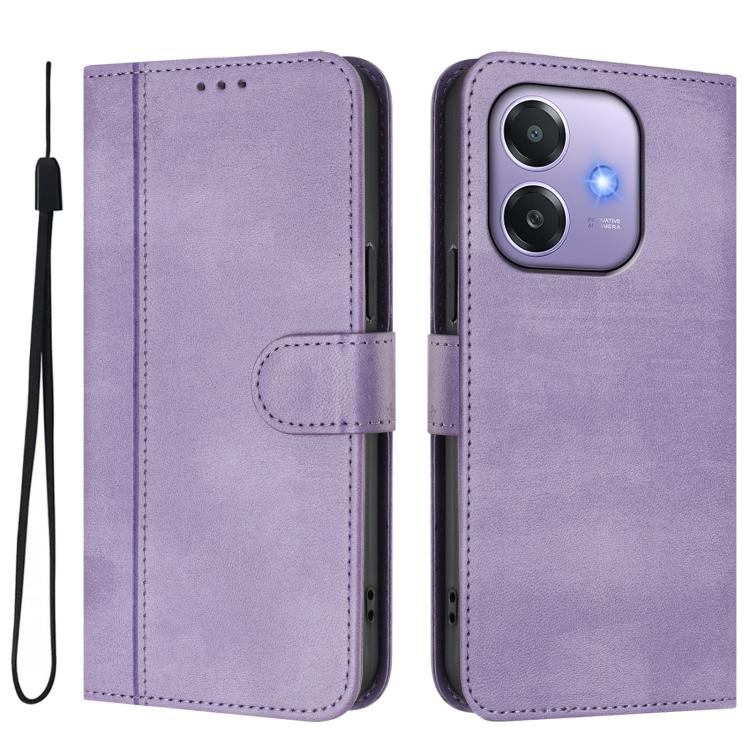 For OPPO A3x 5G / 4G India / A3 4G / 5G Line Splicing Buckle Retro Leather Phone Case