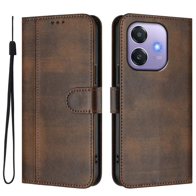 For OPPO A3x 5G / 4G India / A3 4G / 5G Line Splicing Buckle Retro Leather Phone Case