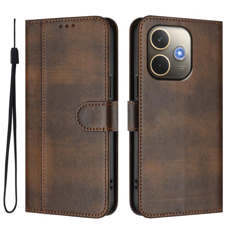 For OPPO A5 Pro 5G Global Line Splicing Buckle Retro Leather Phone Case