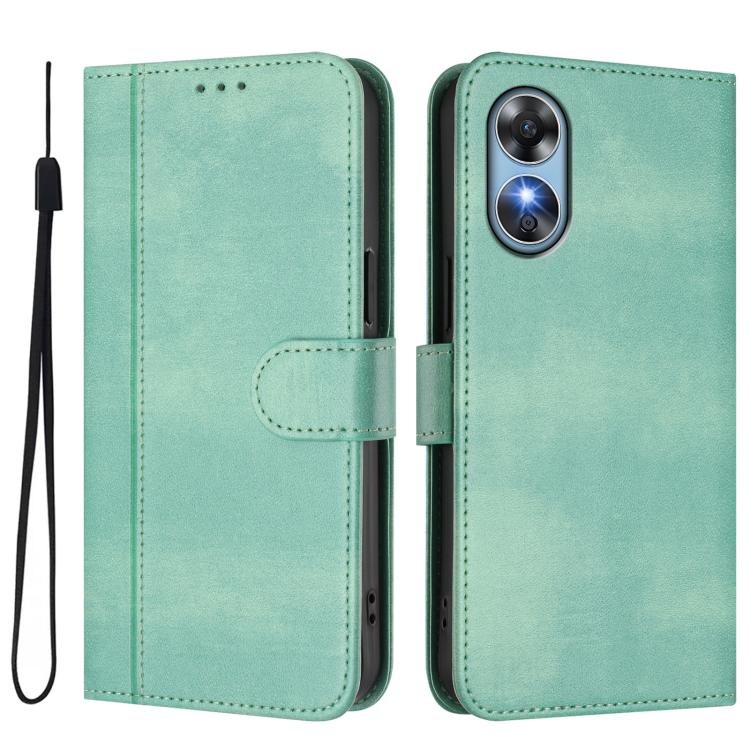 For OPPO A17 4G / A17k Line Splicing Buckle Retro Leather Phone Case