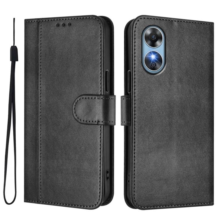 For OPPO A17 4G / A17k Line Splicing Buckle Retro Leather Phone Case