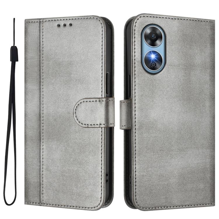 For OPPO A17 4G / A17k Line Splicing Buckle Retro Leather Phone Case