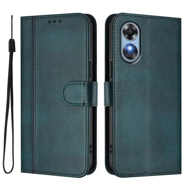For OPPO A17 4G / A17k Line Splicing Buckle Retro Leather Phone Case