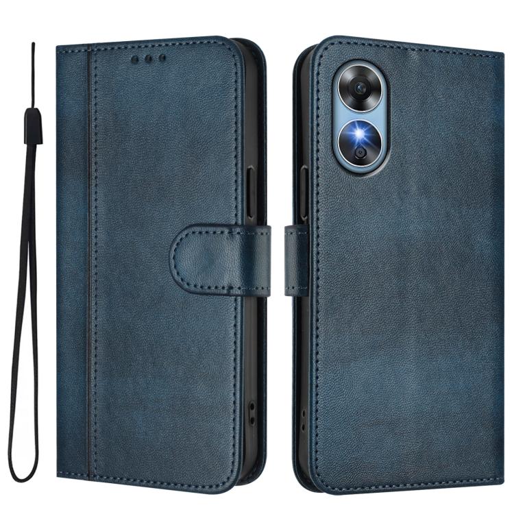 For OPPO A17 4G / A17k Line Splicing Buckle Retro Leather Phone Case