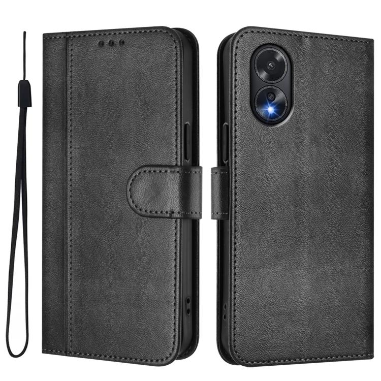 For OPPO A38 4G / A18 4G Global Line Splicing Buckle Retro Leather Phone Case