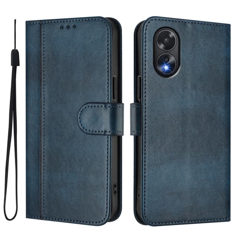 For OPPO A38 4G / A18 4G Global Line Splicing Buckle Retro Leather Phone Case