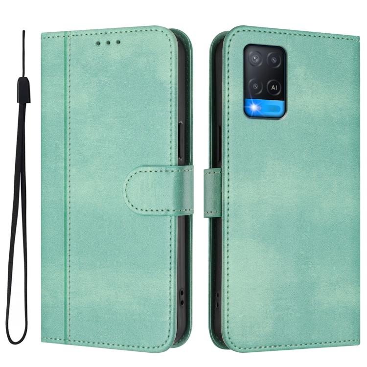 For OPPO A56 5G / A55 5G / A54 4G Line Splicing Buckle Retro Leather Phone Case
