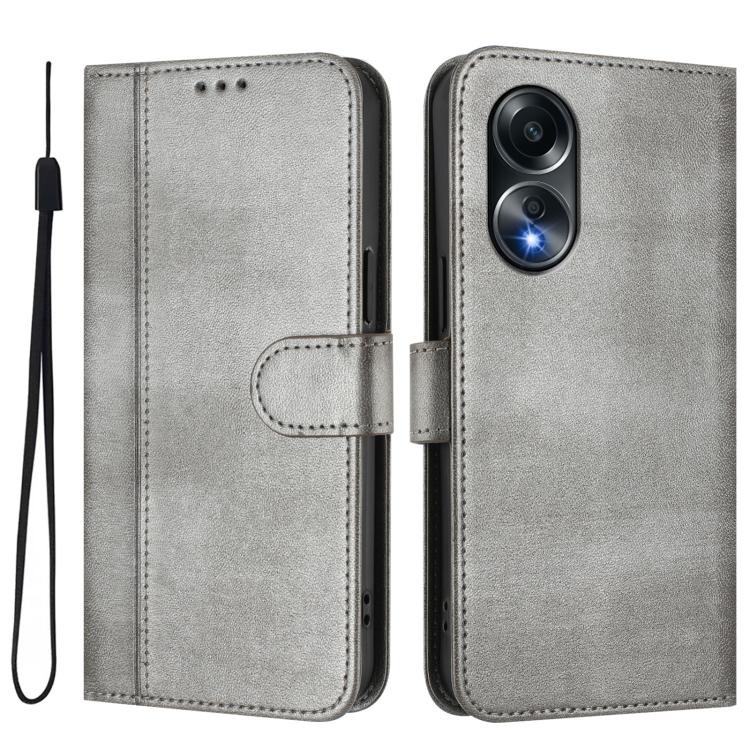 For OPPO A58 4G Global Line Splicing Buckle Retro Leather Phone Case