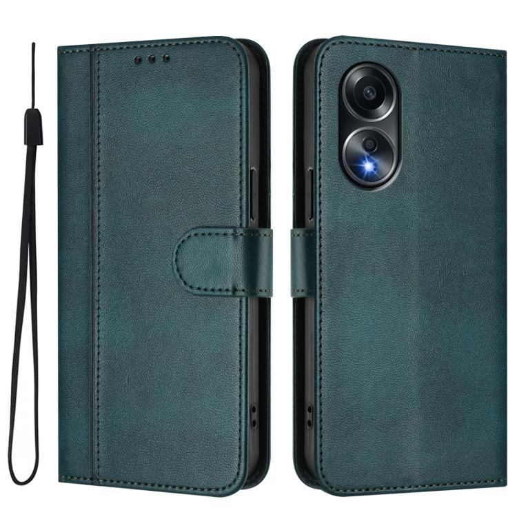 For OPPO A58 4G Global Line Splicing Buckle Retro Leather Phone Case