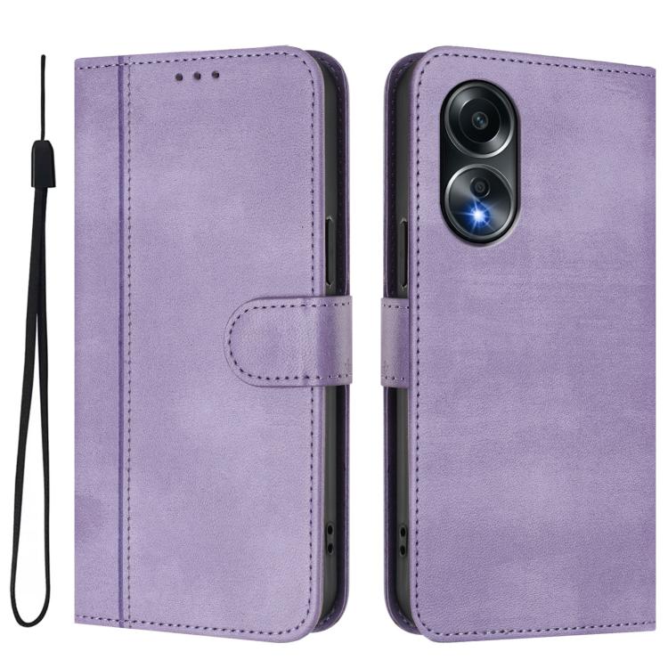 For OPPO A58 4G Global Line Splicing Buckle Retro Leather Phone Case