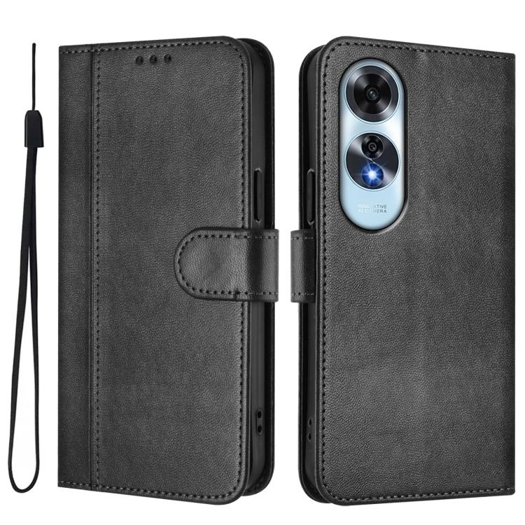 For OPPO A60 4G Global Line Splicing Buckle Retro Leather Phone Case
