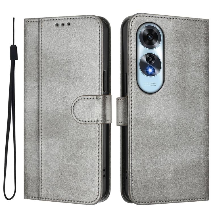 For OPPO A60 4G Global Line Splicing Buckle Retro Leather Phone Case
