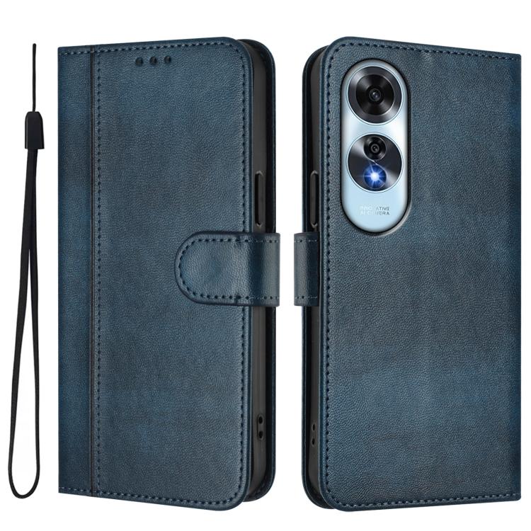 For OPPO A60 4G Global Line Splicing Buckle Retro Leather Phone Case