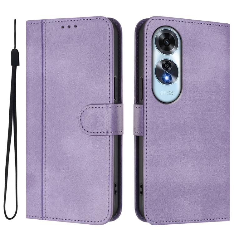 For OPPO A60 4G Global Line Splicing Buckle Retro Leather Phone Case
