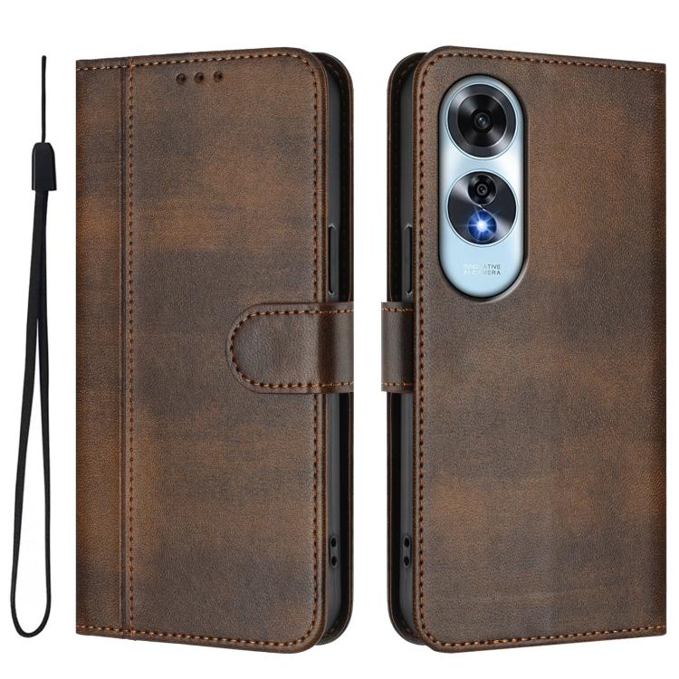 For OPPO A60 4G Global Line Splicing Buckle Retro Leather Phone Case