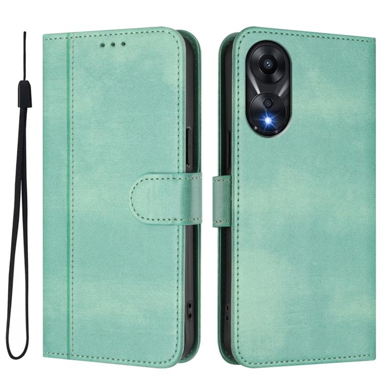 For OPPO A78 4G Global Line Splicing Buckle Retro Leather Phone Case