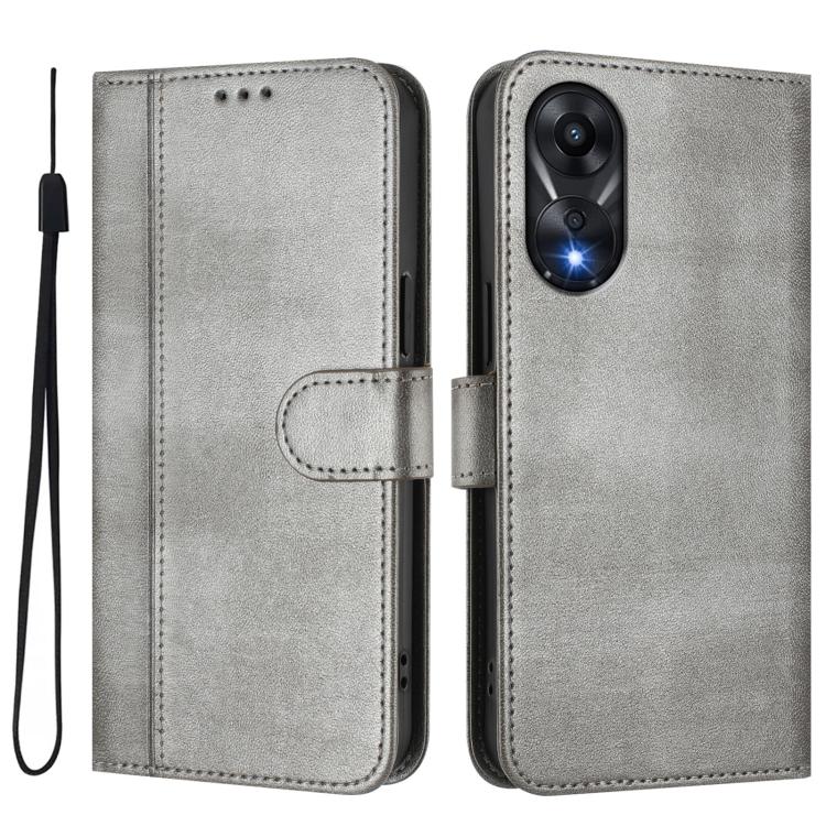 For OPPO A78 4G Global Line Splicing Buckle Retro Leather Phone Case