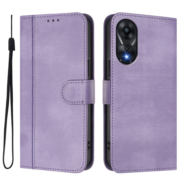 For OPPO A78 4G Global Line Splicing Buckle Retro Leather Phone Case