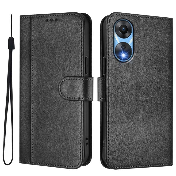 For OPPO A78 5G Global / A1x 5G Line Splicing Buckle Retro Leather Phone Case