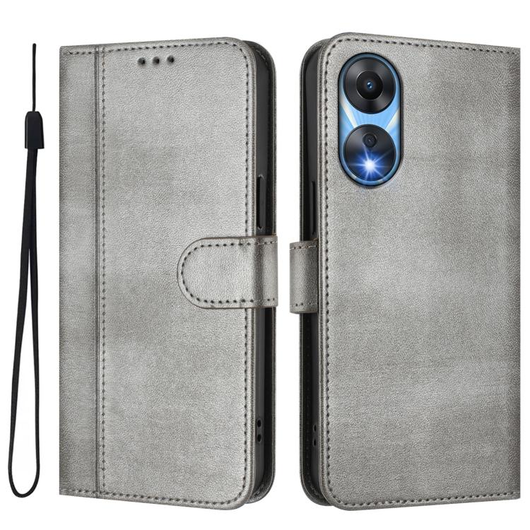 For OPPO A78 5G Global / A1x 5G Line Splicing Buckle Retro Leather Phone Case