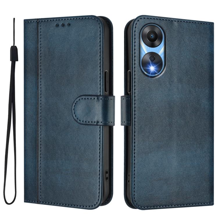 For OPPO A78 5G Global / A1x 5G Line Splicing Buckle Retro Leather Phone Case