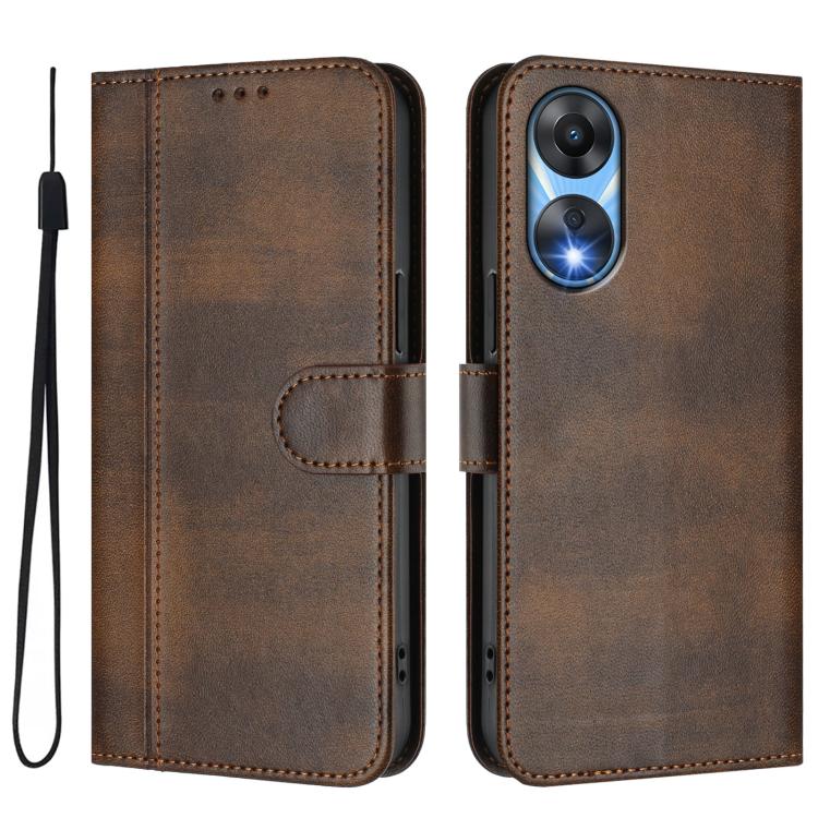 For OPPO A78 5G Global / A1x 5G Line Splicing Buckle Retro Leather Phone Case