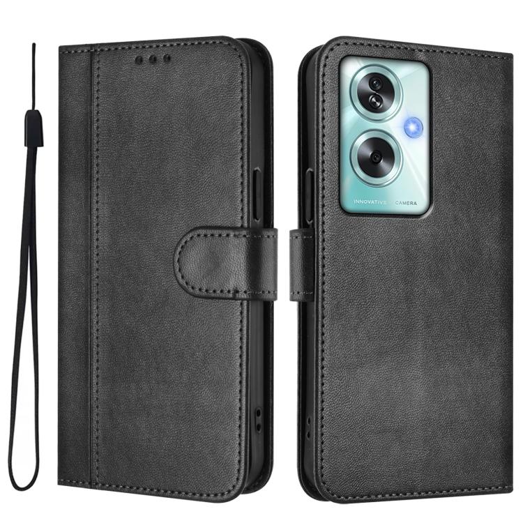 For OPPO A79 5G Global Line Splicing Buckle Retro Leather Phone Case