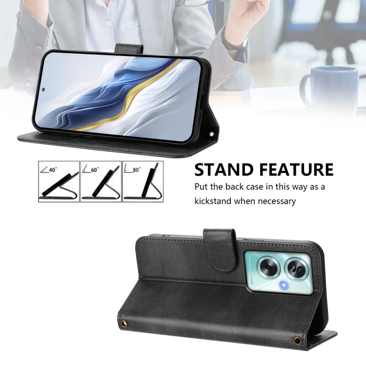 For OPPO A79 5G Global Line Splicing Buckle Retro Leather Phone Case