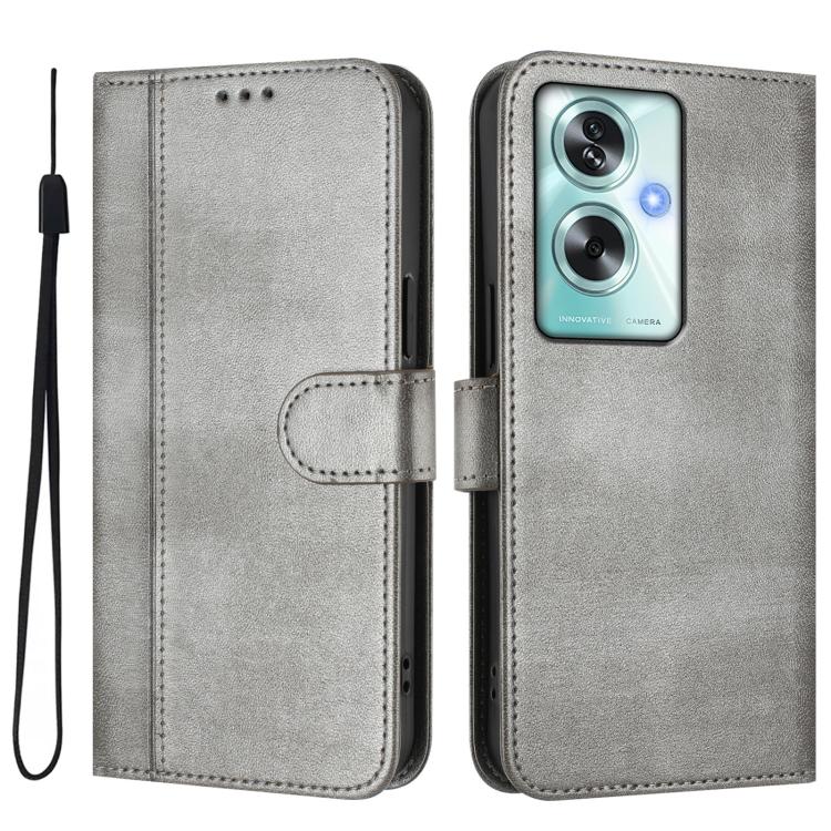 For OPPO A79 5G Global Line Splicing Buckle Retro Leather Phone Case