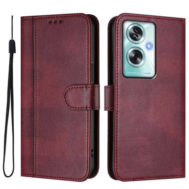 For OPPO A79 5G Global Line Splicing Buckle Retro Leather Phone Case