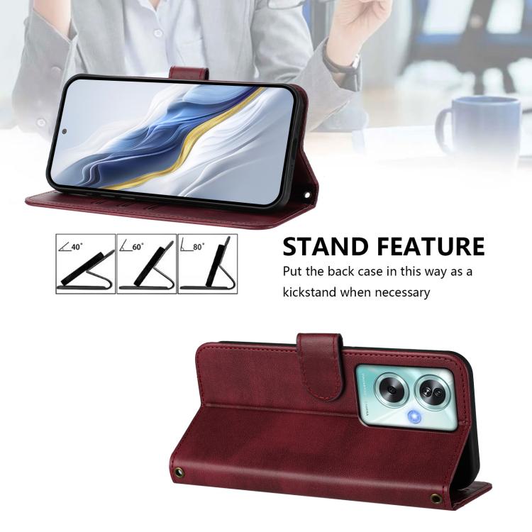 For OPPO A79 5G Global Line Splicing Buckle Retro Leather Phone Case