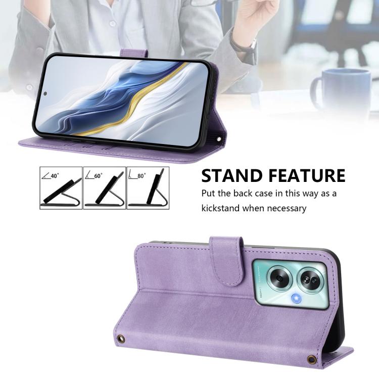 For OPPO A79 5G Global Line Splicing Buckle Retro Leather Phone Case