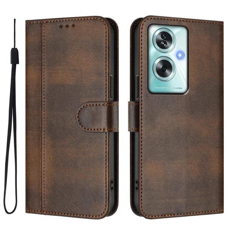 For OPPO A79 5G Global Line Splicing Buckle Retro Leather Phone Case