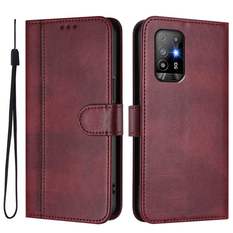 For OPPO A94 5G Global / Reno5 Z Line Splicing Buckle Retro Leather Phone Case
