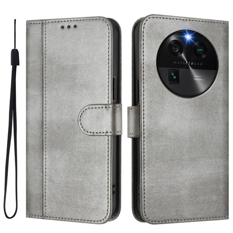 For OPPO Find X6 5G Line Splicing Buckle Retro Leather Phone Case