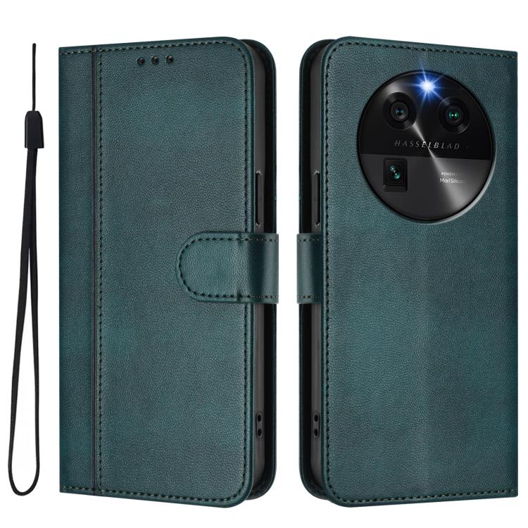 For OPPO Find X6 5G Line Splicing Buckle Retro Leather Phone Case