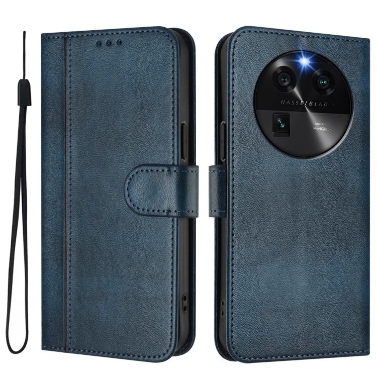 For OPPO Find X6 5G Line Splicing Buckle Retro Leather Phone Case