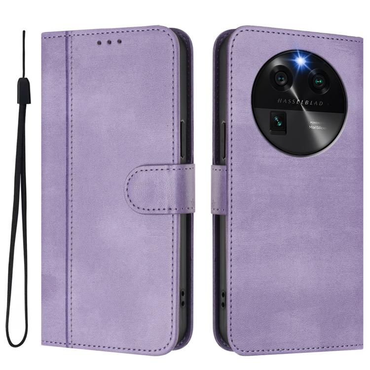 For OPPO Find X6 5G Line Splicing Buckle Retro Leather Phone Case
