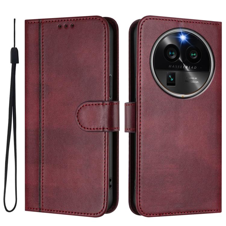 For OPPO Find X6 Pro 5G Line Splicing Buckle Retro Leather Phone Case