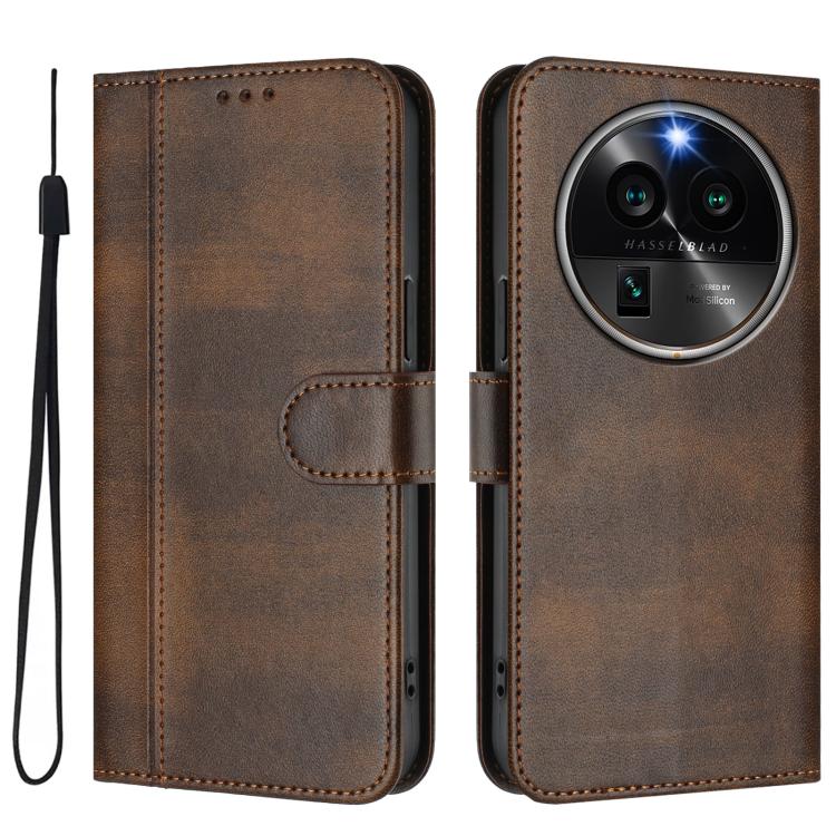 For OPPO Find X6 Pro 5G Line Splicing Buckle Retro Leather Phone Case