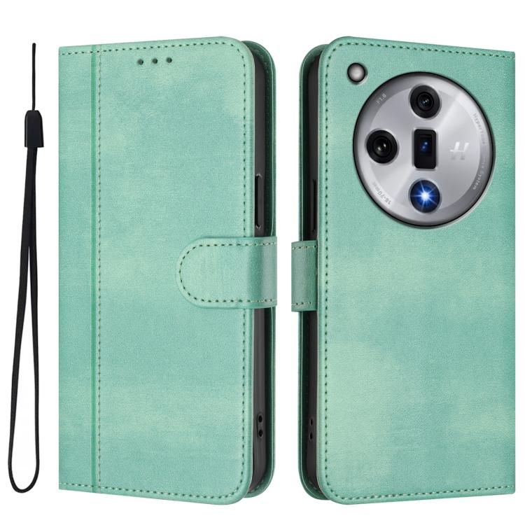 For OPPO Find X7 Line Splicing Buckle Retro Leather Phone Case