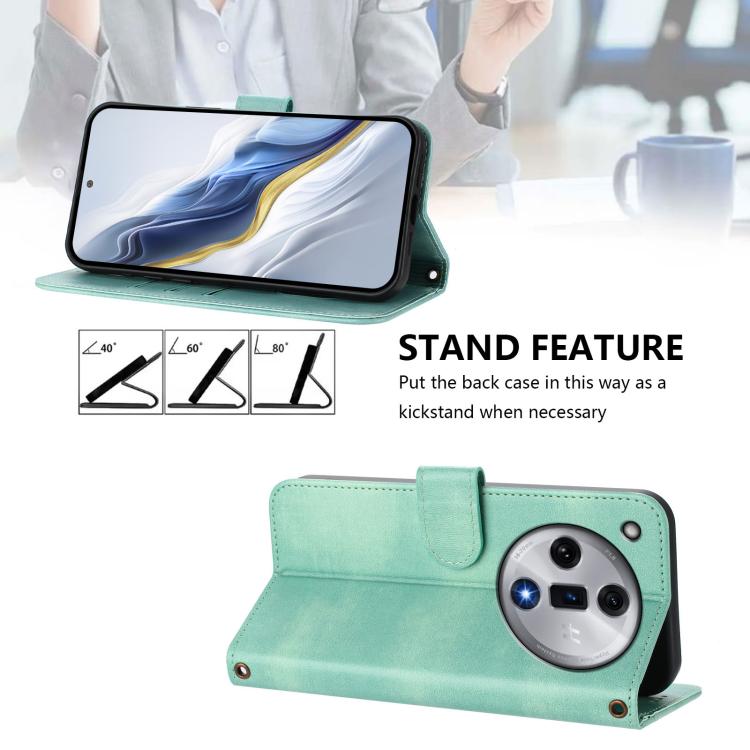 For OPPO Find X7 Line Splicing Buckle Retro Leather Phone Case